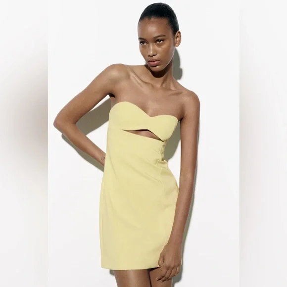 Zara Yellow Strapless Cut Out Dress - Picture 14 of 17